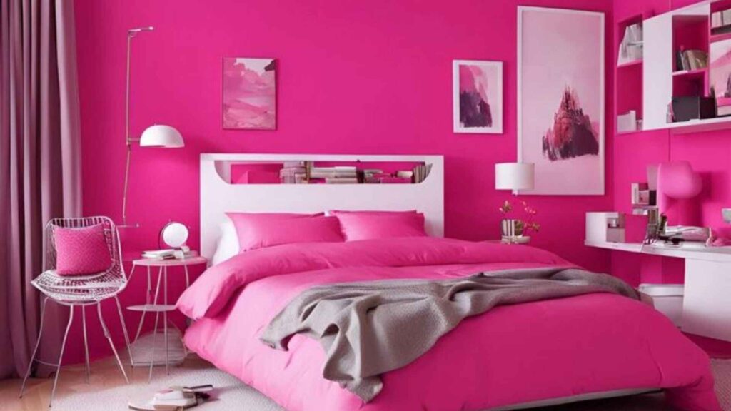 Pink Two Colour Combination for Bedroom Walls