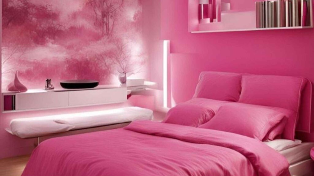 Pink Two Colour Combination for Bedroom Walls