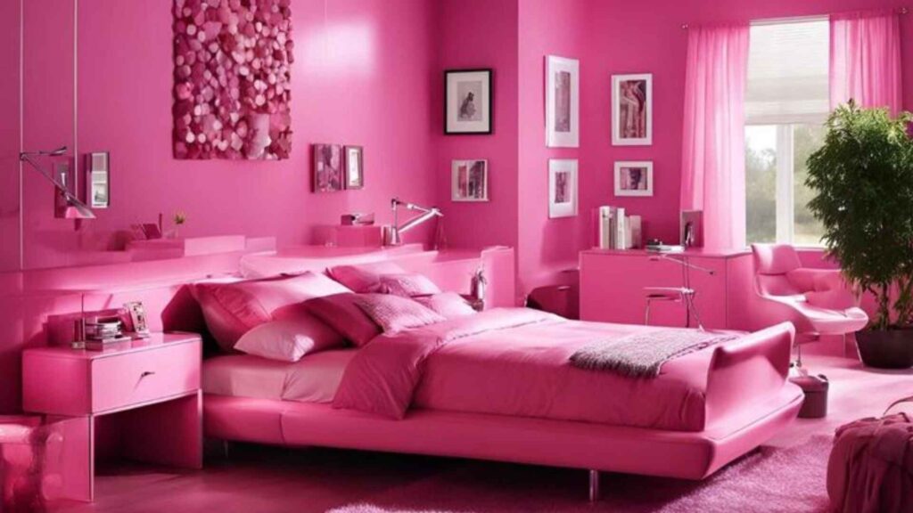 Pink Two Colour Combination for Bedroom Walls