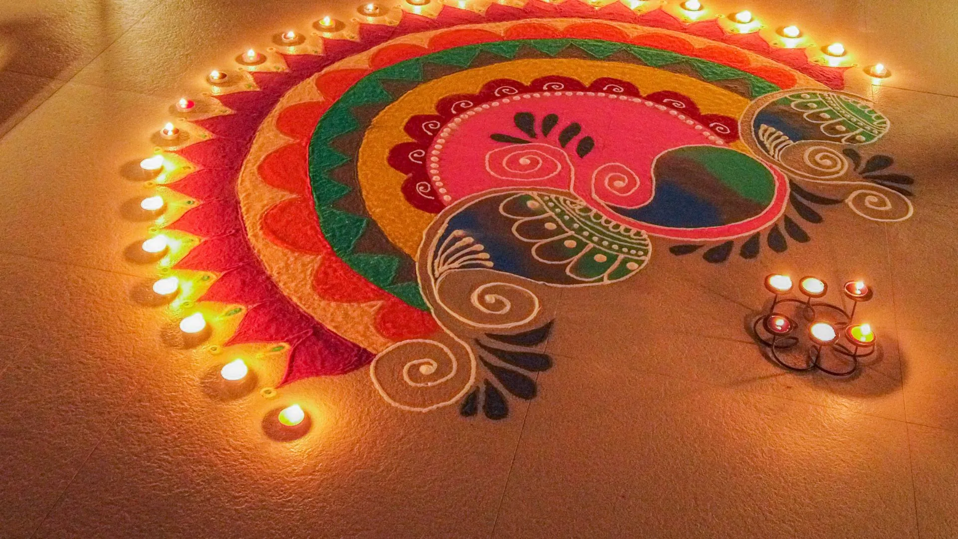 Modern Rangoli Kolam Designs with Colours