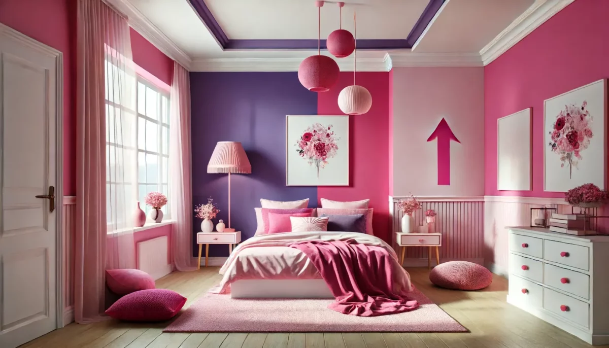 Pink Two Colour Combination for Bedroom Walls